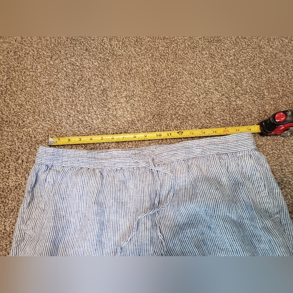 Talbots 100% Linen Pants Size 16W Blue and White Stripe - Picture 6 of 10